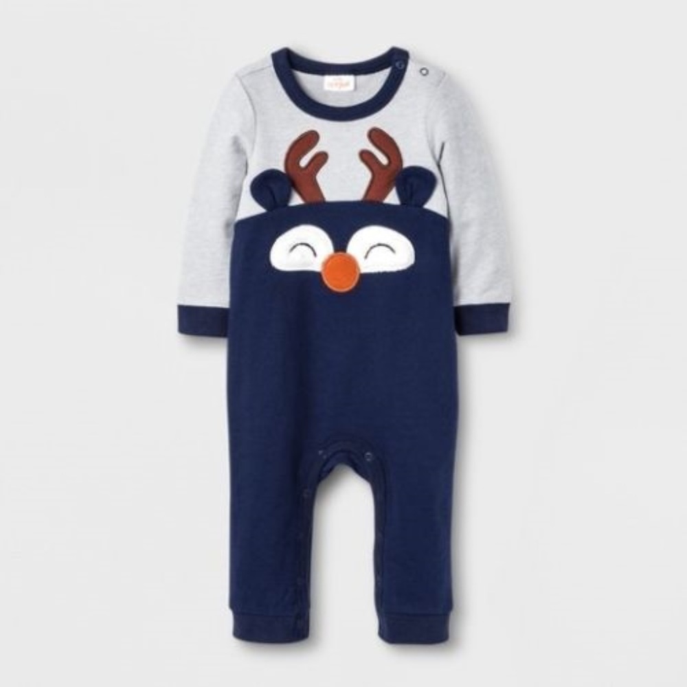 Cat & Jack NWOT Christmas Reindeer Romper Bodysuit